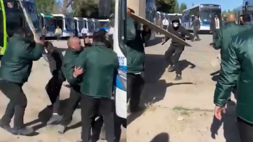 Río Negro: Violento enfrentamiento entre colectiveros y una patota de encapuchados durante una protesta por despidos