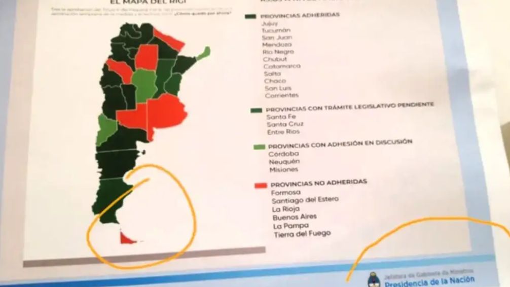 Polémica: El gobierno publicó un mapa sin Malvinas en un encuentro por el RIGI