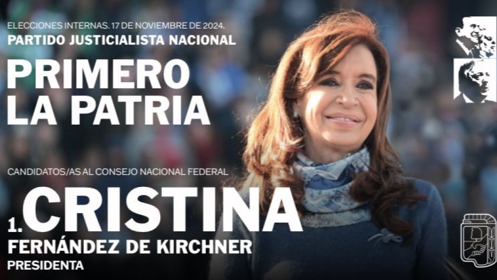 Interna del PJ: se conoció la boleta de Primero La Patria, la lista liderada por CFK