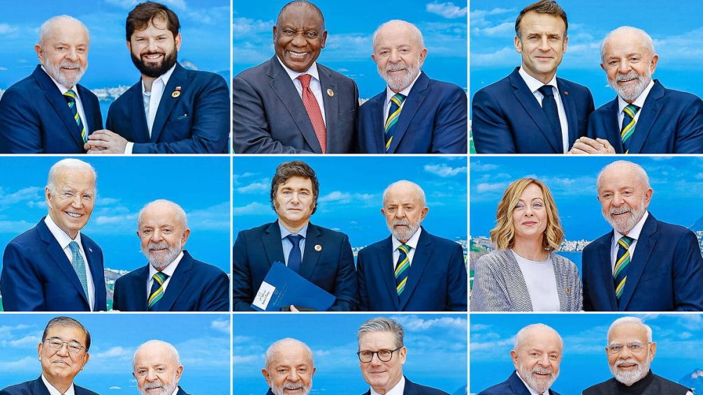 Serio con Milei y sonriente con otros líderes: las imágenes de Lula en el G20