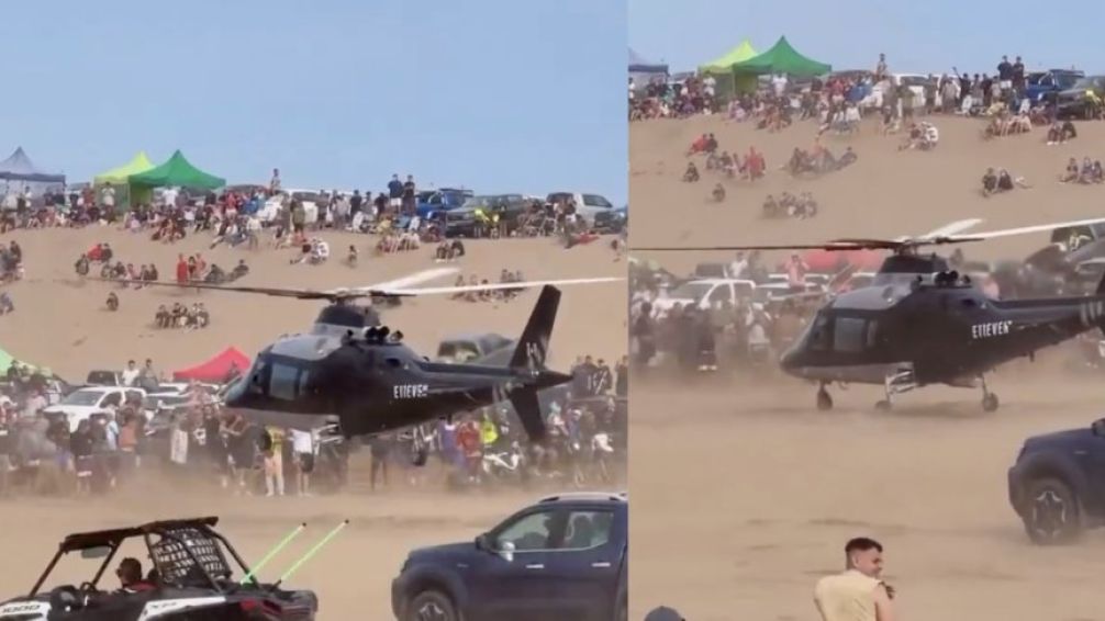 Pudo ser una tragedia: Un helicóptero en el que viajaba un cantante de cumbia aterrizó en los médanos de Pinamar 