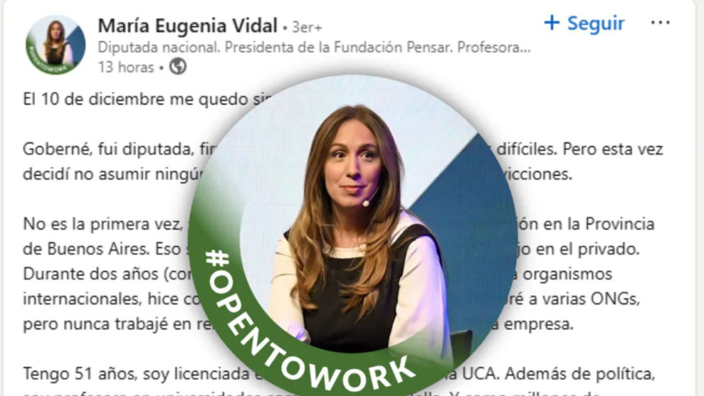 ¿La contratás?: tras quedar afuera del cierre de listas, Vidal salió a buscar trabajo en Linkedin