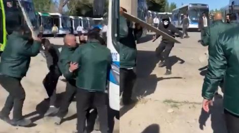 Río Negro: Violento enfrentamiento entre colectiveros y una patota de encapuchados durante una protesta por despidos